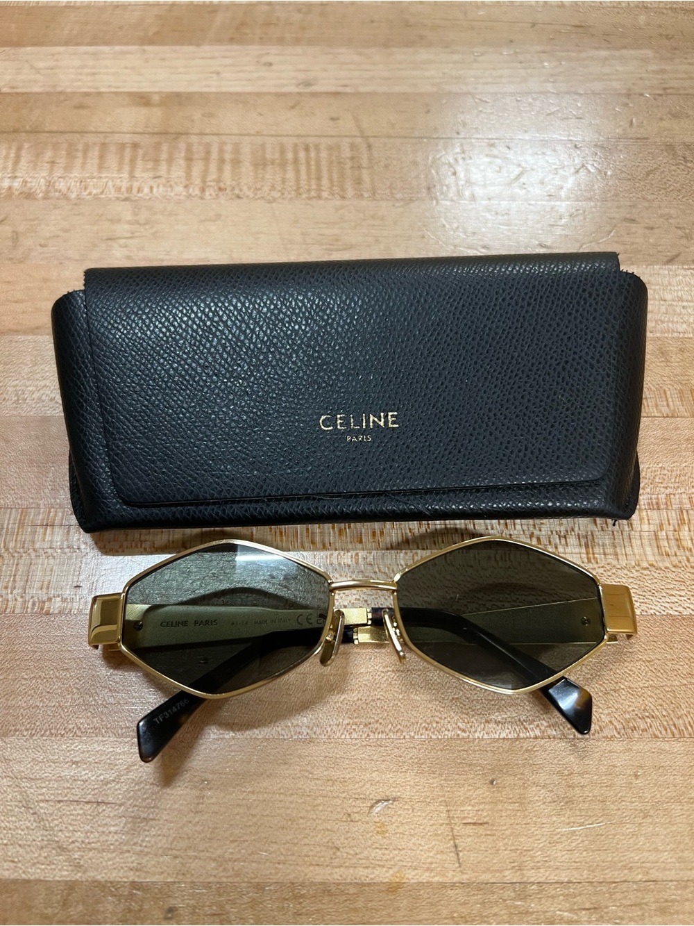 Celine Gold Frame Olive Green Lens Men’s Sunglasses